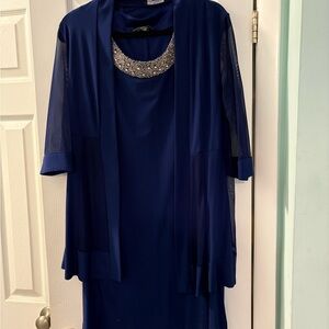 R&M Richards Royal Blue Dress with Sheer Overlay